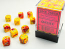 12mm D6 Dice Block: Gemini Red-Yellow/Silver