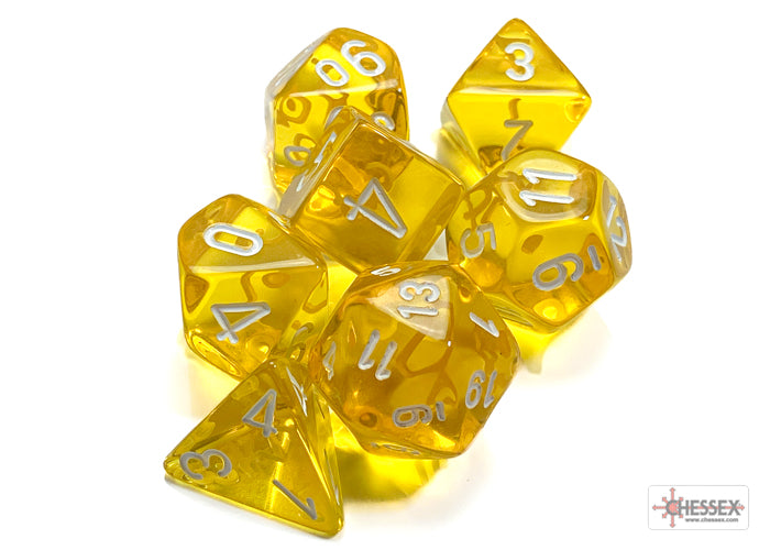 Polyhedral 7 Die Set: Translucent Yellow/White