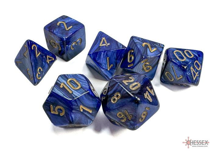 Polyhedral 7 Die Set: Scarab Royal Blue/Gold