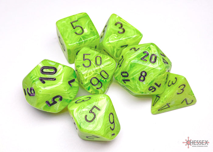 Polyhedral 7 Die Set: Vortex Bright Green/Black