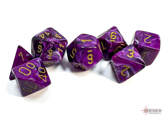 Polyhedral 7 Die Set: Vortex Purple/Gold