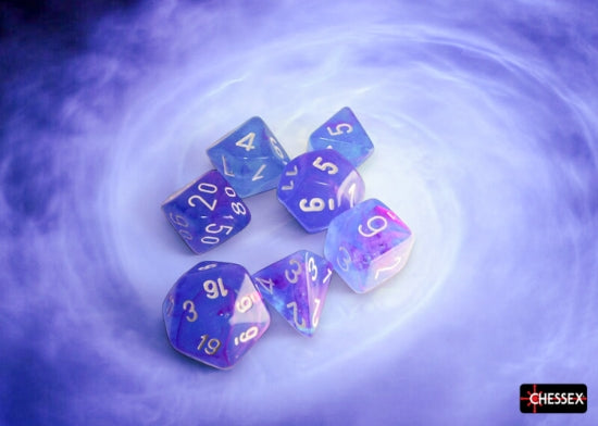 Polyhedral 7 Die Set: Nebula Aura/White