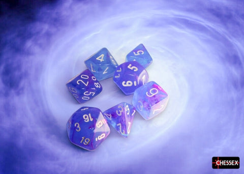 Polyhedral 7 Die Set: Nebula Aura/White