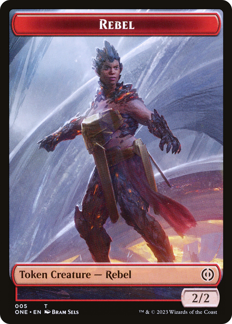 Rebel // The Hollow Sentinel Double-Sided Token [Phyrexia: All Will Be One Tokens]