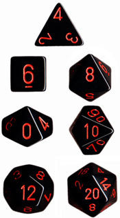 Polyhedral 7 Die Set: Opaque Black/Red