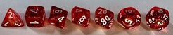 Polyhedral 7 Die Set: Translucent Red/White