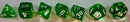 Polyhedral 7 Die Set: Translucent Green/White