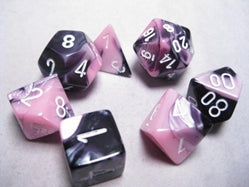 Polyhedral 7 Die Set: Gemini Black-Pink/White