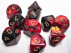 Polyhedral 7 Die Set: Gemini Black-Red/Gold