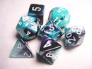 Polyhedral 7 Die Set: Gemini Black-Shell/White
