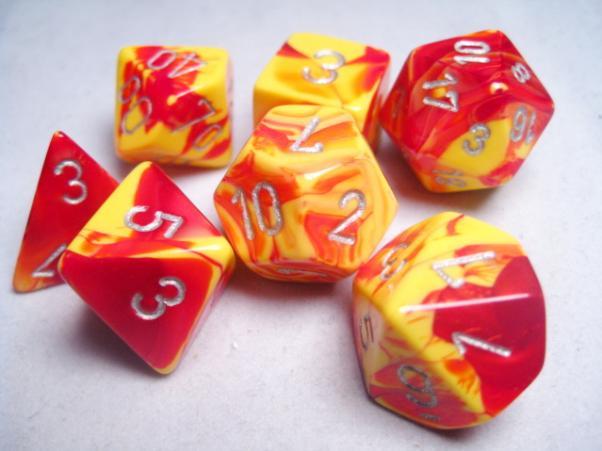 Polyhedral 7 Die Set: Gemini Red-Yellow/Silver