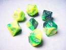 Polyhedral 7 Die Set: Gemini Green-Yellow/Silver