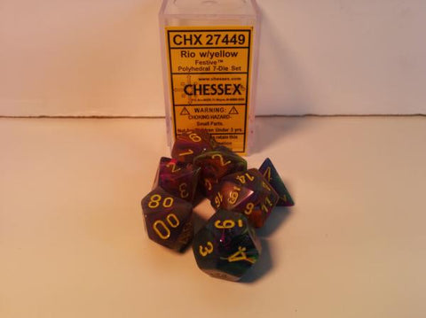 Polyhedral 7 Die Set: Festive Rio/Yellow