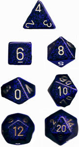 Polyhedral 7 Die Set: Speckled Golden Cobalt