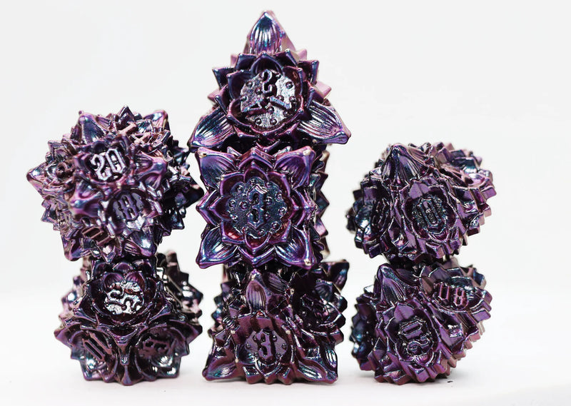 Metal Dice Set: Floral Starburst - Burnt Nightshade