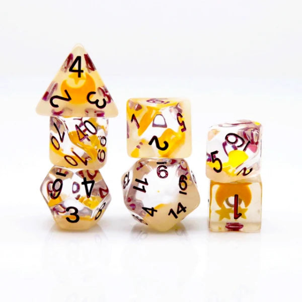 RPG Dice Set - Glow in the Dark Moon and Star