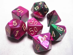 Polyhedral 7 Die Set: Gemini Green-Purple/Gold