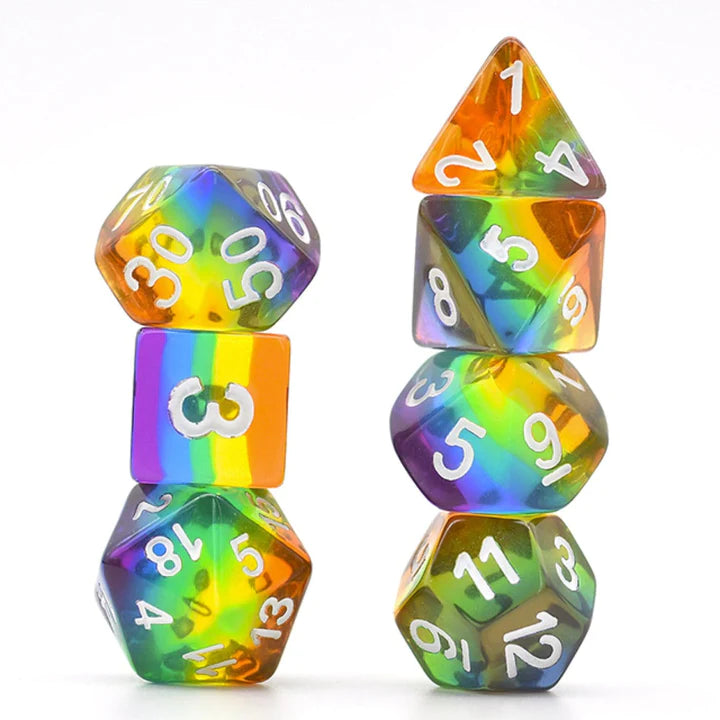 RPG Dice Set - Translucent Rainbow