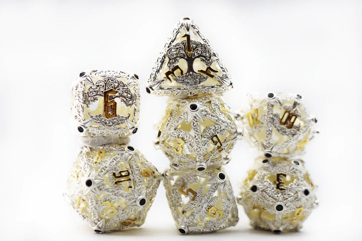 Metal RPG Dice Set: Tree of Mercy (Platinum)