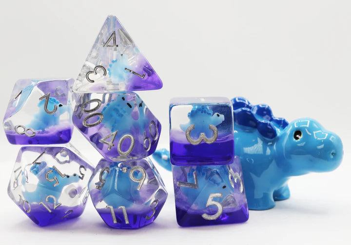 RPG Dice Set - Blue Stegosaurus