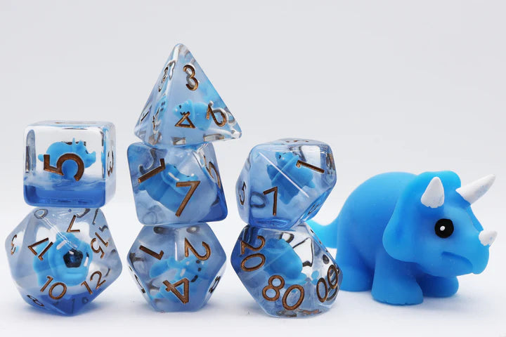 RPG Dice Set - Blue Triceratops