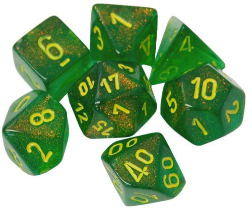 Polyhedral 7 Die Set: Borealis Maple Green/Yellow