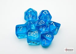 Polyhedral Lab Dice - Tropical Blue/White 7-Dice Set