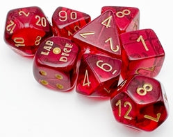 Polyhedral Lab Dice - Crimson/Gold 7-Dice Set