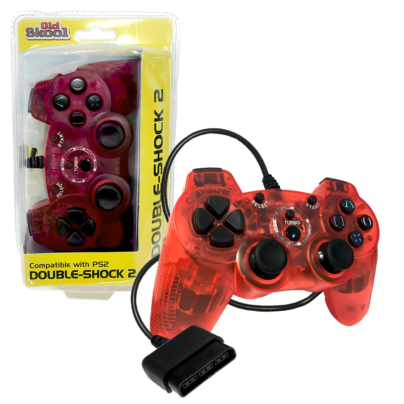 PS2 Wired Double-Shock 2 Controller - Red (Old Skool)