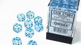 Chessex Borealis 12mm d6 Icicle/light blue Luminary Dice