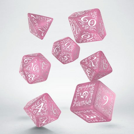 Elvish Dice Set Shimmering Pink & White