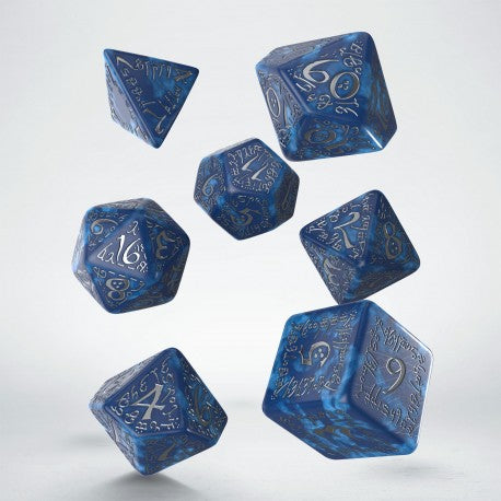 Elvish Dice Set - Cobalt & Silver