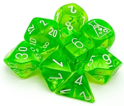 Polyhedral Lab Dice - Rad Green/White 7-Dice Set