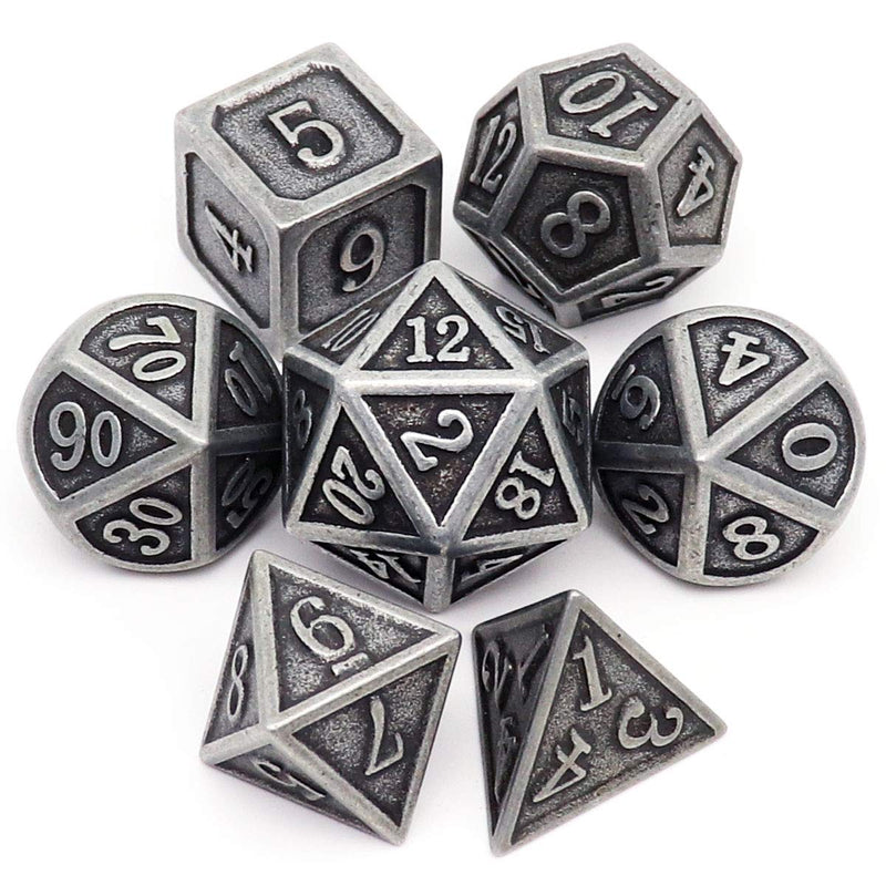 Dndnd Metal Dice: Antique Iron with Dragon Case