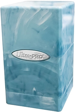 Satin Tower Deck Box: Marble Light Blue/White