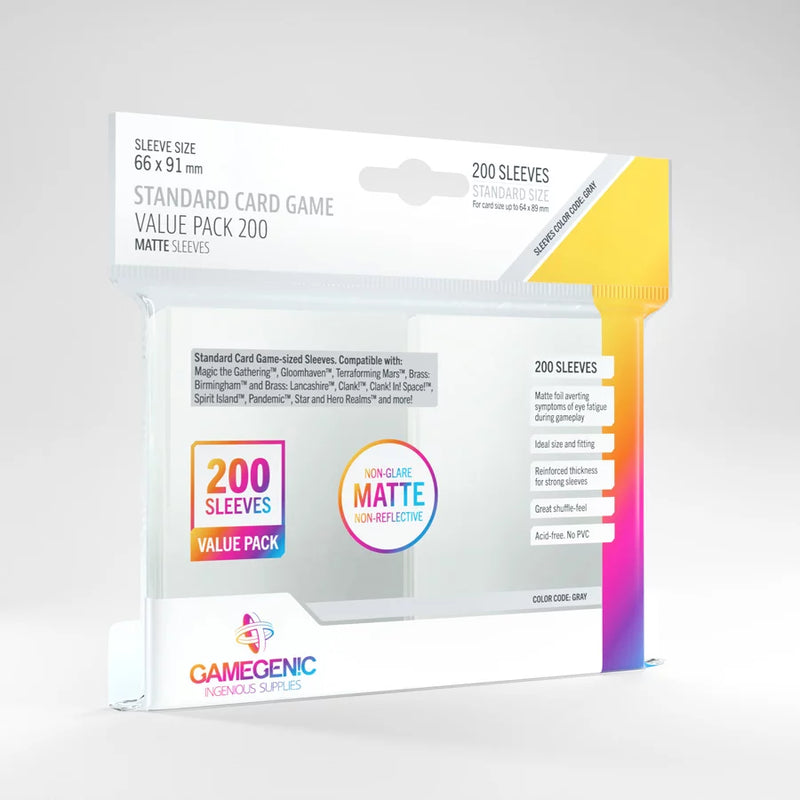 Gamegenic Sleeves: Standard Card Game Clear Matte Value Pack (200 Sleeves)