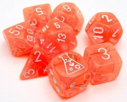 Polyhedral Lab Dice - Neon Orange/White 7-Dice Set