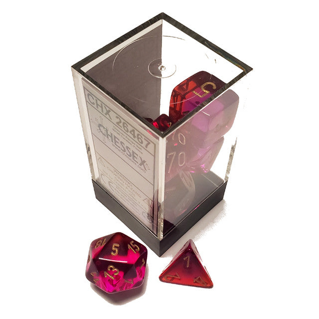 Polyhedral 7 Die Set: Gemini Transluscent Red-Violet/Gold