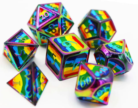 Pride Flag Metal RPG Dice