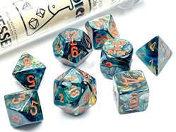 Polyhedral Lab Dice: Lustrous Alpestris/Orange