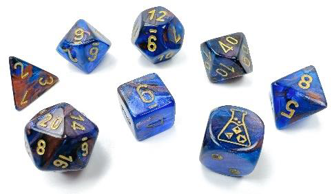 Polyhedral Lab Dice: Lustrous Azirite/Gold