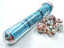 Polyhedral Lab Dice: Lustrous Sea Shell/Black
