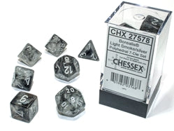 Polyhedral 7 Die Set: Borealis Light Smoke/Silver