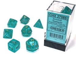 Polyhedral 7 Die Set: Borealis Teal/Gold