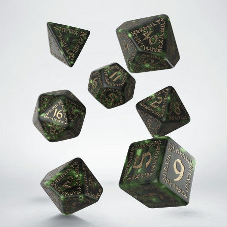 Runic Dice Set - Gold/Green