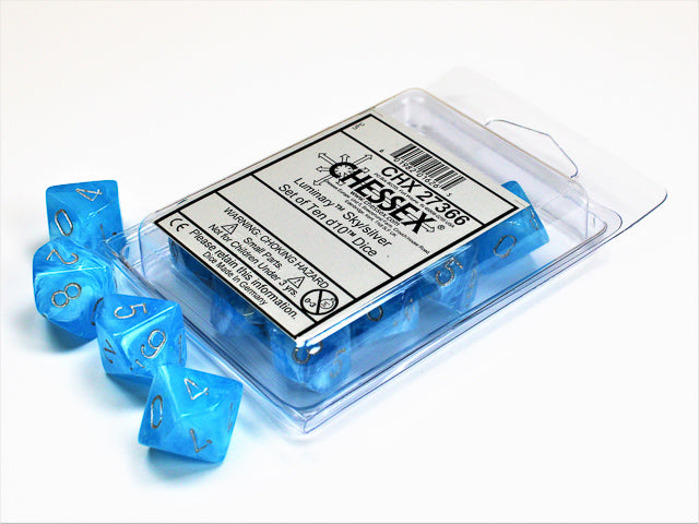 Set Of 10 D10 Dice: Luminary Sky/Silver