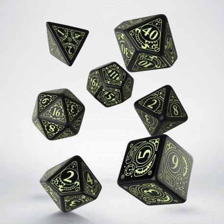 Steampunk Dice Set: Black Glow in the Dark