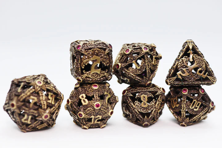 Metal RPG Dice Set: Tree of Compassion (Brass)