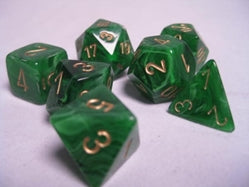 Polyhedral 7-Die Set: Vortex Green/Gold