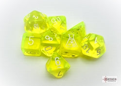 Polyhedral Lab Dice - Neon Yellow/White 7-Dice Set